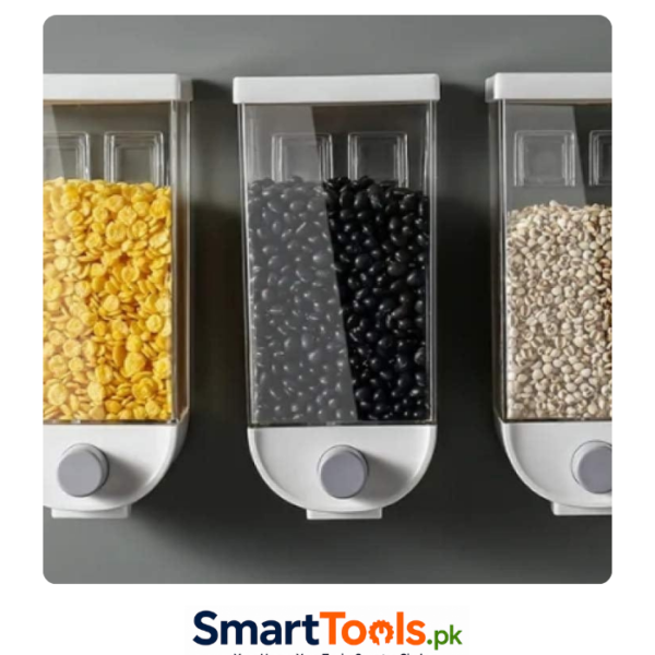 1.5L wall-mounted cereal dispensers feature a transparent body for easy food visibility