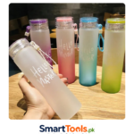 Hello Master branded glass bottle features a frosted, gradient-colored finish Bottle