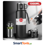 Matte-finish thermal bottle with insulation cup is labeled as having a 600ml capacity